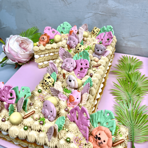 Tarta número con animales